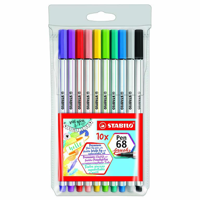 ROTULADOR STABILO PEN-68 BRUSH/10COL.