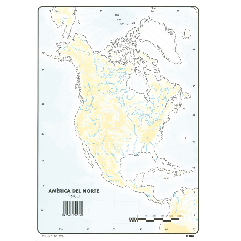Mapas Mudos América del Norte Físico