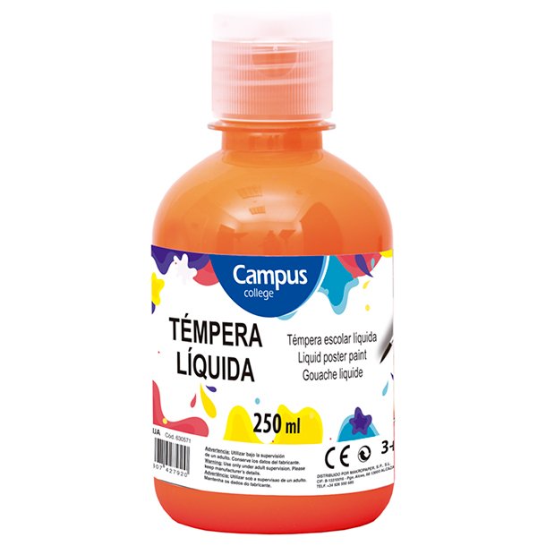 TEMPERA LIQUIDA CAMPUS COLLEGE BOTE 250 ML COLOR NARANJA